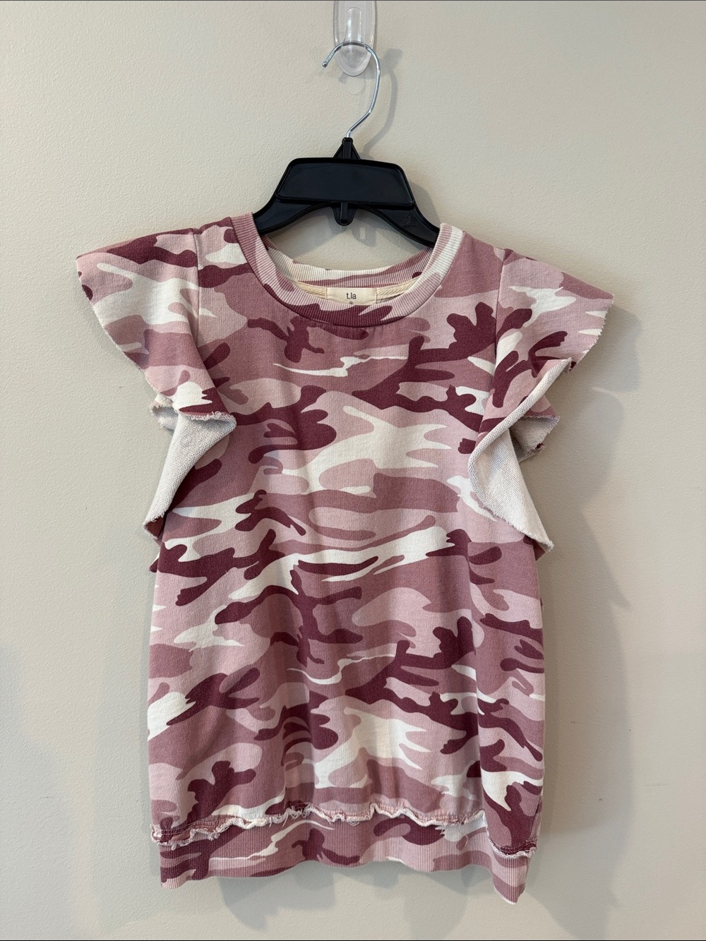 t.la Pink Camo Flutter Sleeve Tee